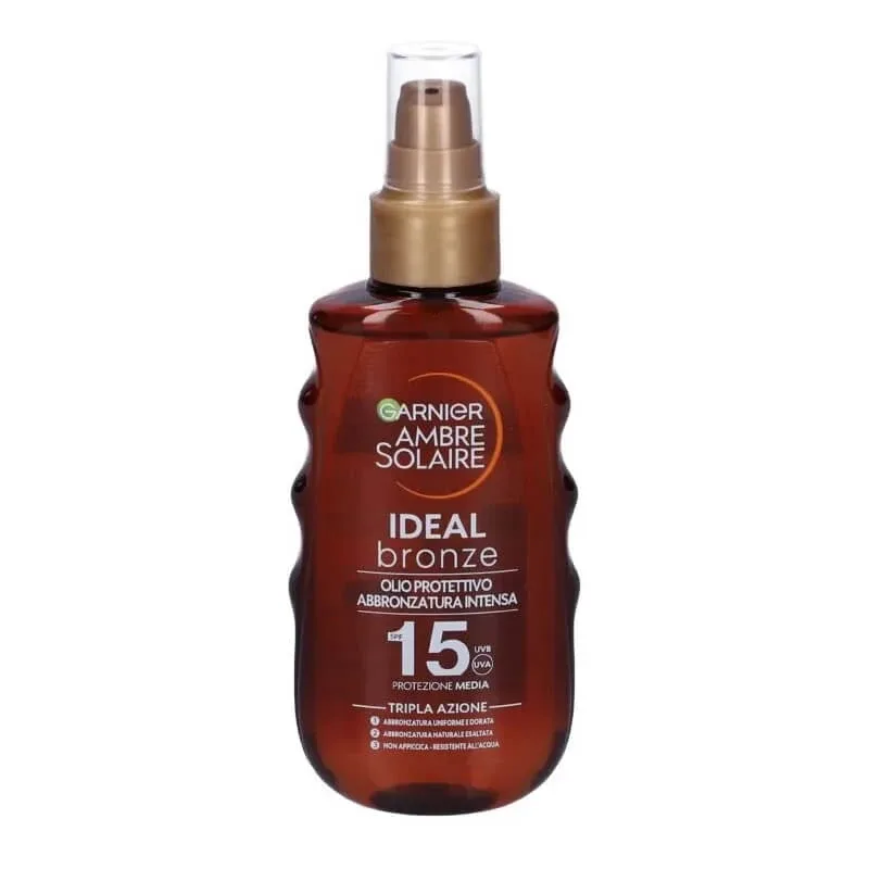 Garnier cremă de protecție solară SPF 15 cu ulei Ambre Solaire Ideal Bronze, bronz intens, protecție medie, 150 ml — preț și oferte
