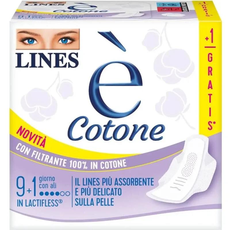 Lines este din bumbac – 10 tampoane de zi cu aripioare — preț și oferte