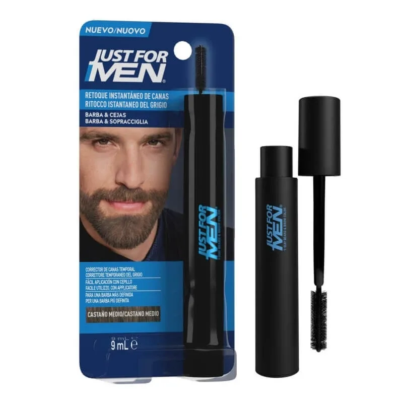 Just for men Retuș instantaneu al firelor albe pentru barbă și sprâncene – castaniu mediu — preț și oferte
