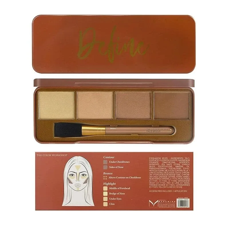 Lip Smacker The Color Workshop – Colecția „Define Highlight &amp; Contour” – paletă de iluminare pentru față + pensulă — preț și oferte