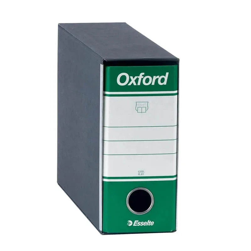Esselte Oxford g81 - registru cu carcasă și mecanism cu pârghie, nr. 1, format 23x18 cm, grosime 8 cm, capacitate 500 de foi - verde — preț și oferte