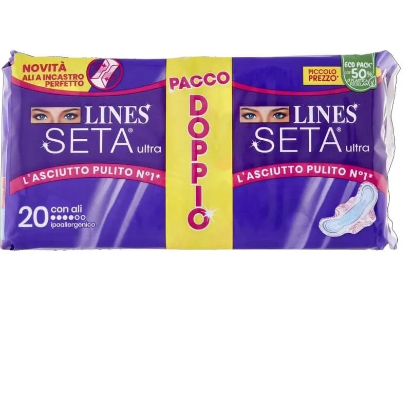 Lines ultra din mătase cu aripi – 20 de tampoane pentru flux normal — preț și oferte