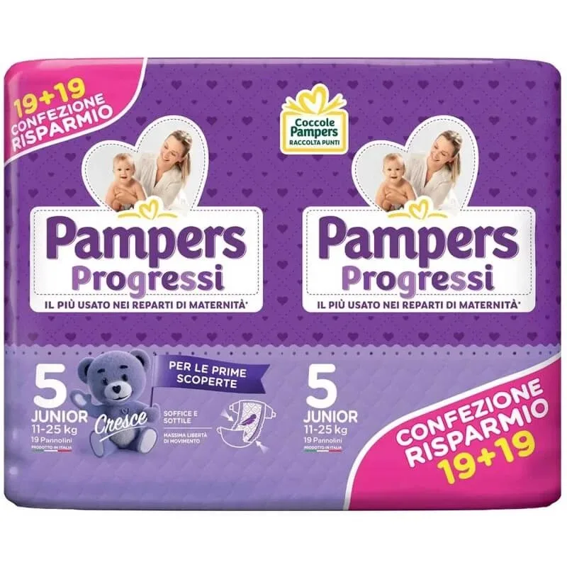 Pampers Progressi Junior, mărimea 5 (11-25 kg), pachet dublu cu 36 de scutece — preț și oferte
