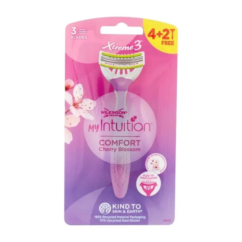 Wilkinson My intuition xtreme3 comfort cherry blossom – aparat de ras cu 3 lame flexibile – pachet de 4+2 aparate de ras — preț și oferte