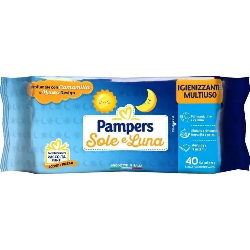 Pampers Soare și Lună – 40 de șervețele dezinfectante cu mușețel — preț și oferte