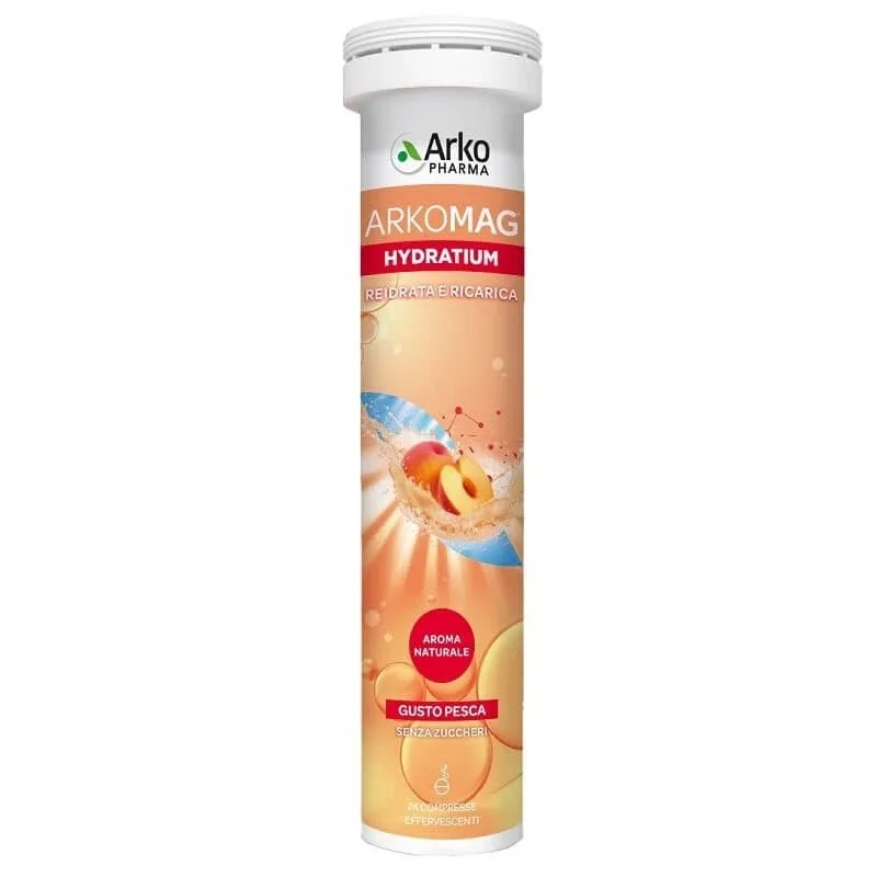 Arkomag Hydratium cu aromă de piersică, 24 de comprimate efervescente – supliment alimentar pentru echilibrul electrolitic — preț și oferte