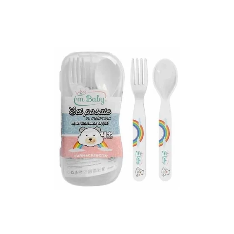 I'm baby Set de tacâmuri din melamină pentru copii de la 4 luni în sus, culori asortate — preț și oferte
