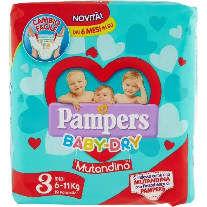 Pampers Baby Dry – scutece tip chiloțel – 19 scutece mărimea 3 midi, de la 6 la 11 kg — preț și oferte