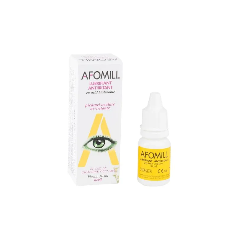 Picaturi oculare lubrifiante, antiiritante cu acid hialuronic, Afomill | 10 ml AF UNITED S.p.A. — preț și oferte