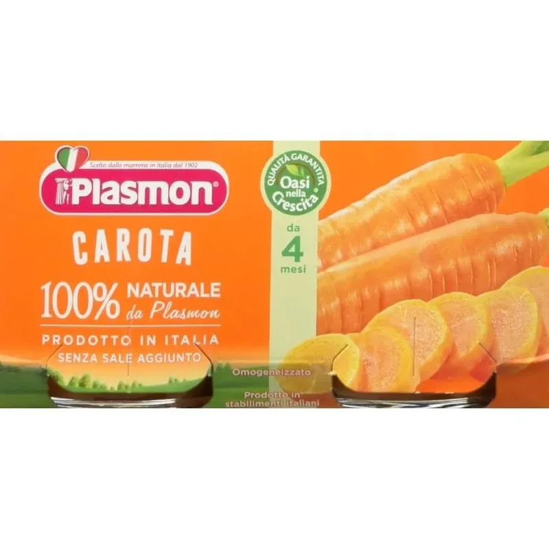 Plasmon, piure de morcovi omogenizat, 2 x 80 g — preț și oferte