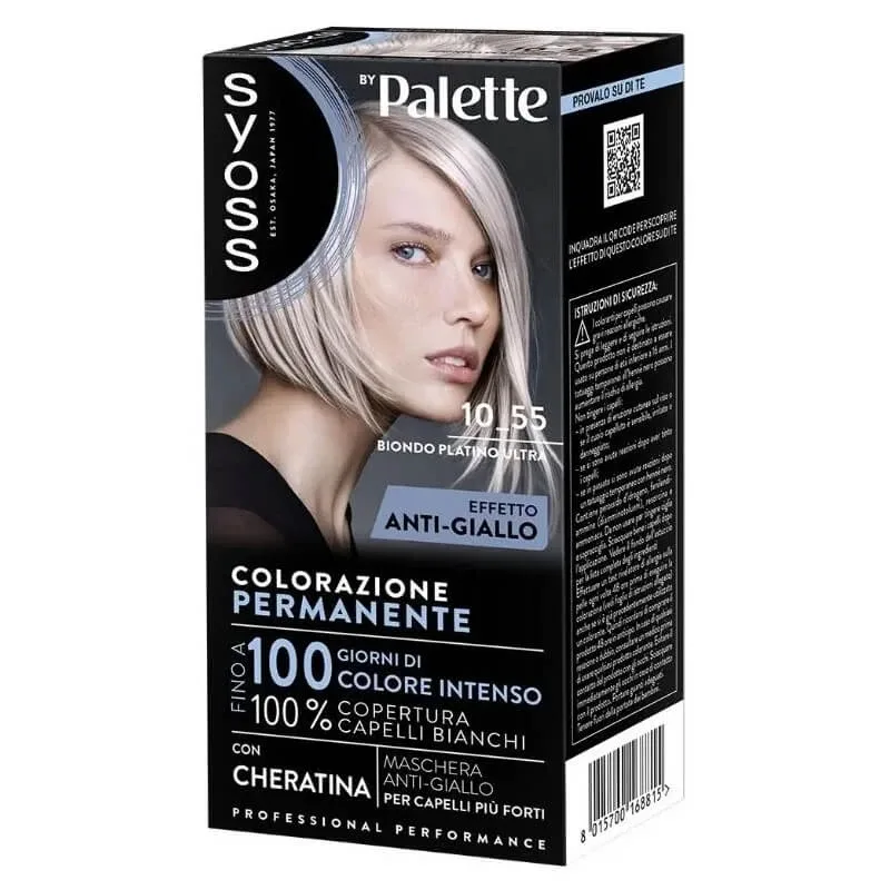 Paleta Syoss – vopsire permanentă 12-55 blond platinat ultra — preț și oferte