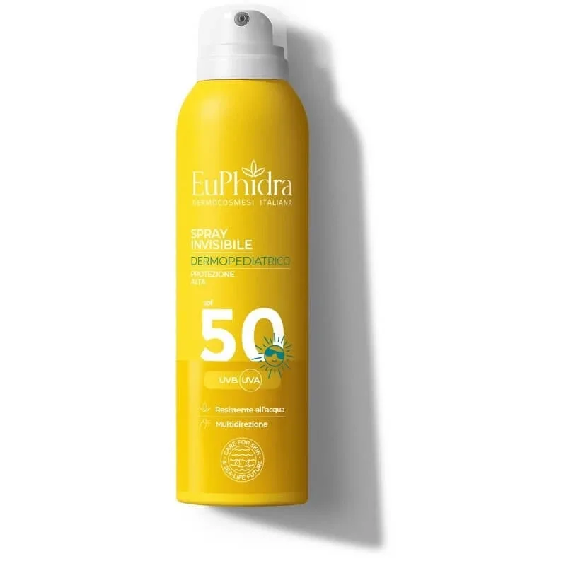 Euphidra cremă solară pentru copii SPF 50, spray invizibil, dermatopediatric, protecție foarte ridicată, 200 ml — preț și oferte