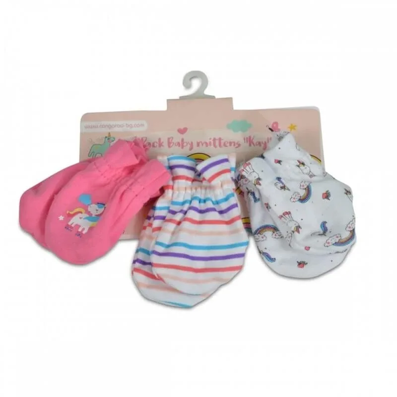 Cangaroo Kay - 3 perechi de mănuși pentru nou-născuți din bumbac pur, de culoare roz — preț și oferte