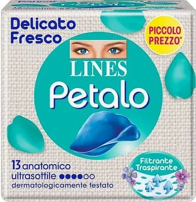 Lines Petal Blue Absorbant anatomic 13 bucăți — preț și oferte