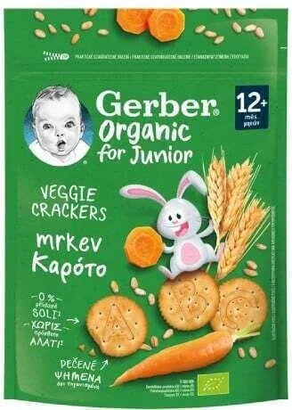 GERBER Organic Pentru Junior Cereale Crackers cu morcov De la 12 luni 100g — preț și oferte