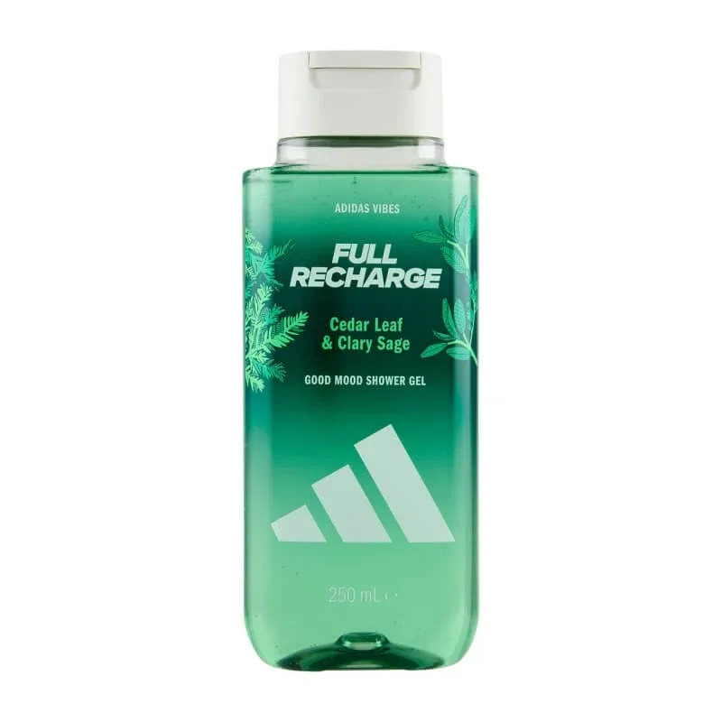 Adidas Full Recharge – gel de duș regenerant cu frunze de cedru și salvie, 250 ml — preț și oferte