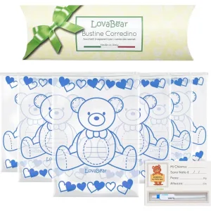 Lovabear Lovabear - 6 pliculețe cu set de haine pentru bebeluși cu ursuleț albastru