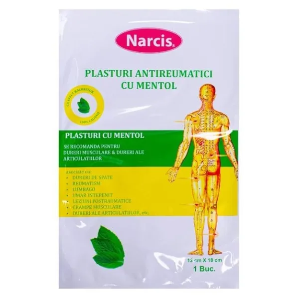 Plasturi antireumatici cu Mentol, 12 x 18 cm, Narcis | 1 buc — preț și oferte