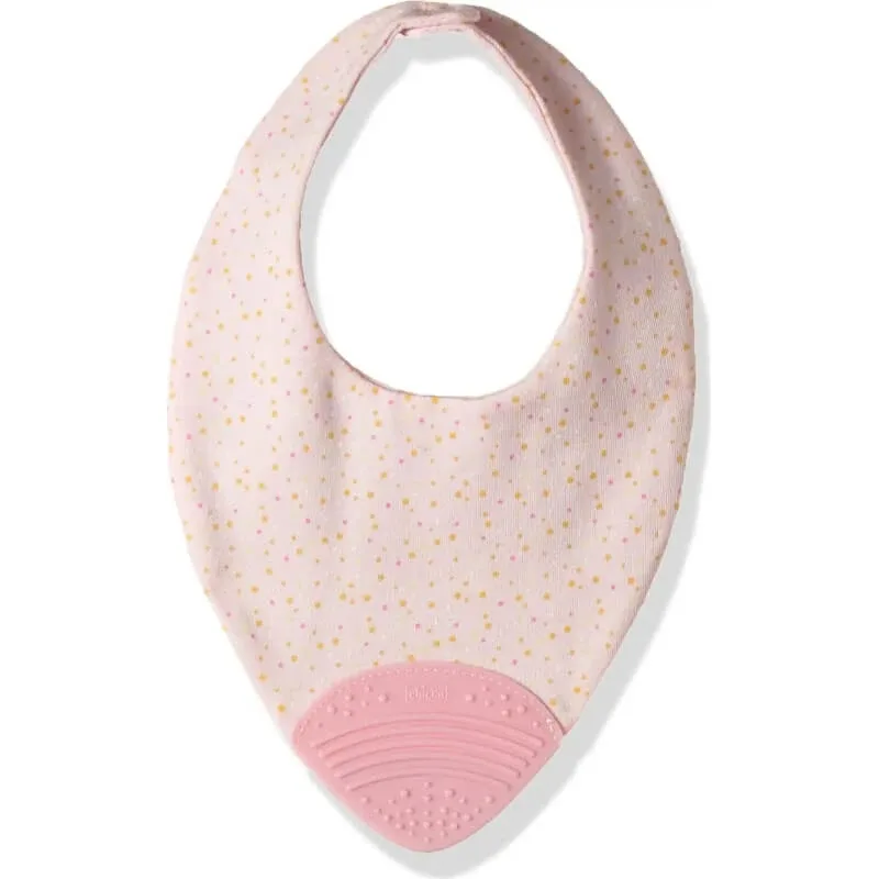 Baveta Chicco Gummy Bib – bavetă roz cu buline și jucărie pentru gingii — preț și oferte