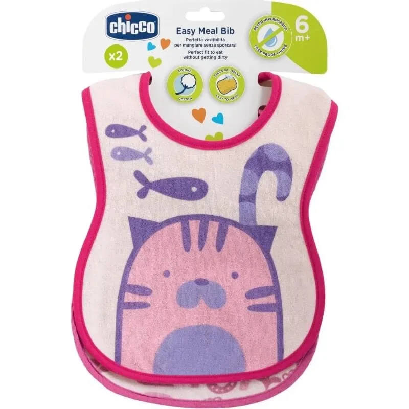 Chicco set de 2 bavete pentru masa de prânz 6 luni+ - roz — preț și oferte