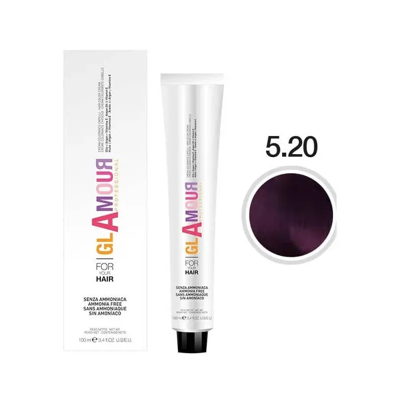 Glamour Cremă de vopsit părul fără amoniac – cremă de vopsit părul nr. 5.20, culoare vânătă — preț și oferte