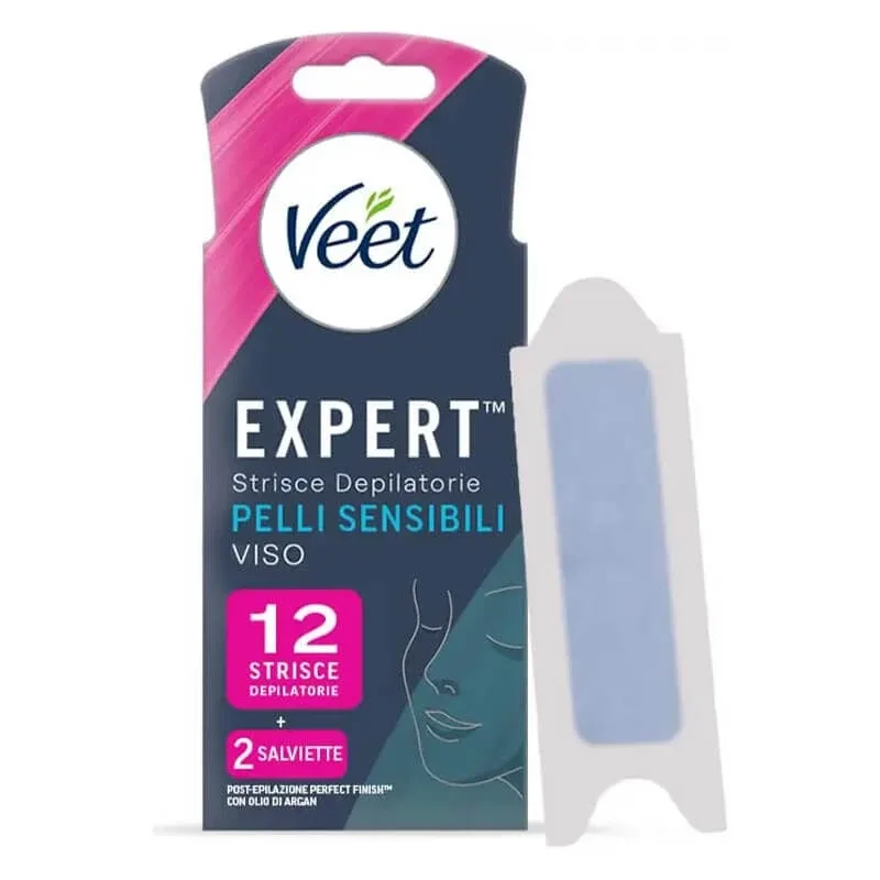 Veet Expert - 12 benzi de epilare pentru față, destinate tenului sensibil — preț și oferte