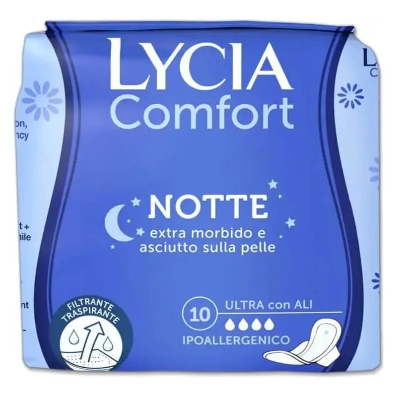Lycia Comfort – 10 tampoane de noapte cu aripioare — preț și oferte