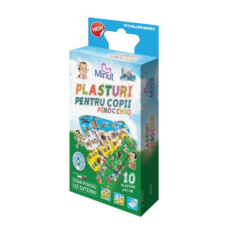 Plasturi pentru copii Pinochio 2 X 7CM, 10 BUC, Minut — preț și oferte