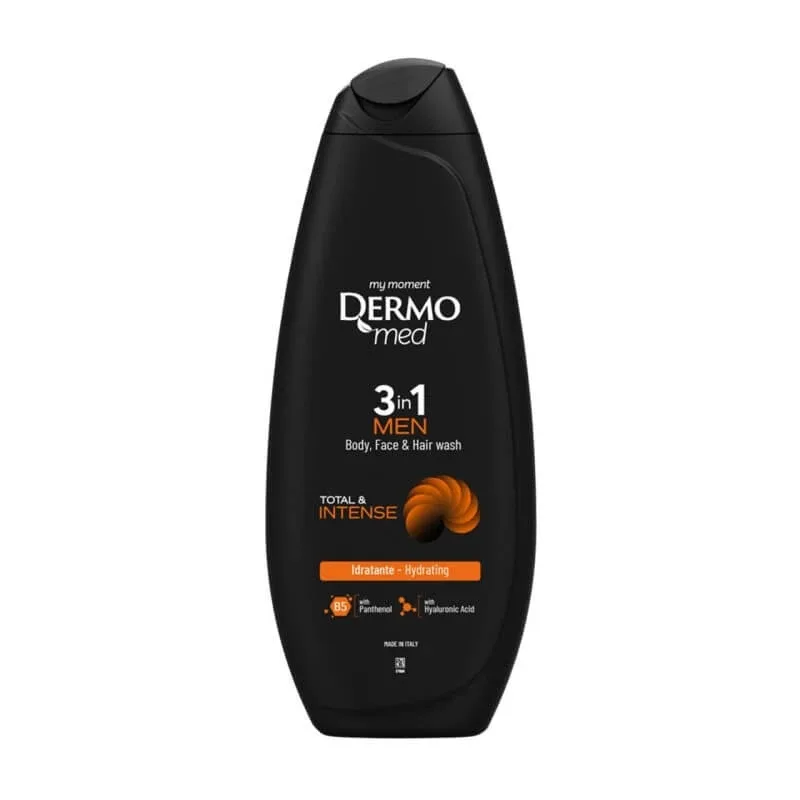 Dermomed Total &amp; intense - gel de duș 3 în 1 pentru bărbați, pentru corp, față și păr, hidratant și parfumat, 250 ml — preț și oferte