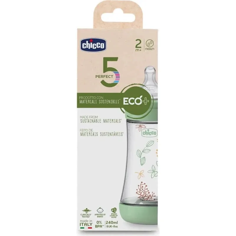 Chicco Perfect 5 Eco+ - biberon cu debit mediu, 240 ml, verde — preț și oferte