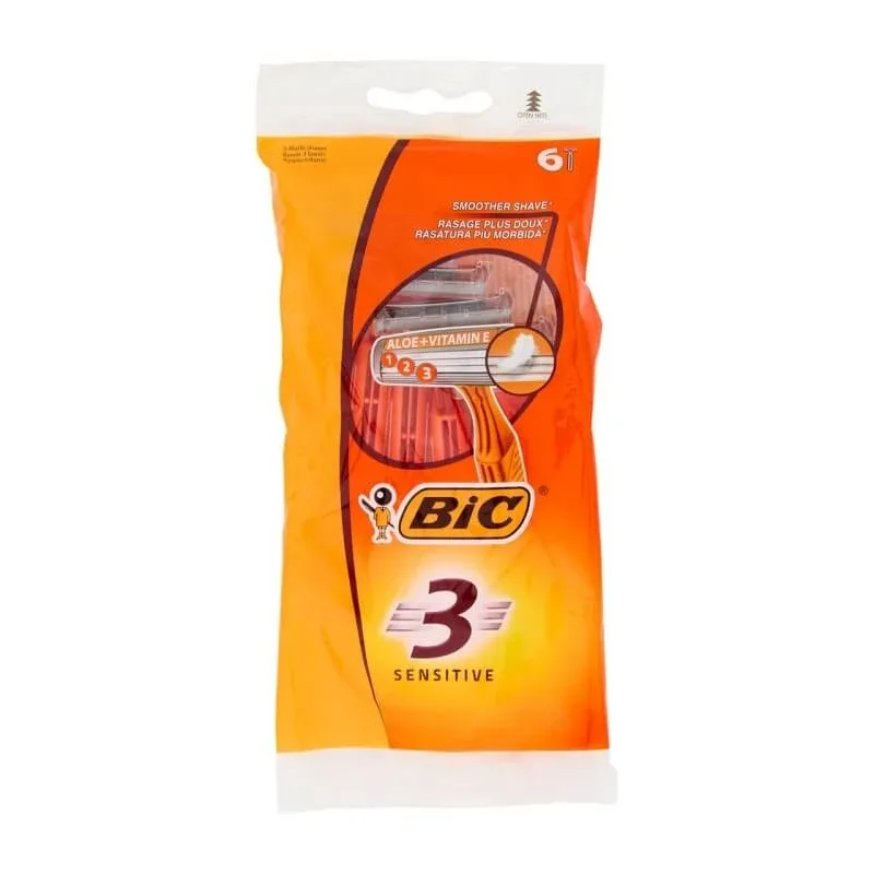 Bic 3 Sensitive – 6 aparate de ras de unică folosință cu 3 lame pentru bărbați — preț și oferte