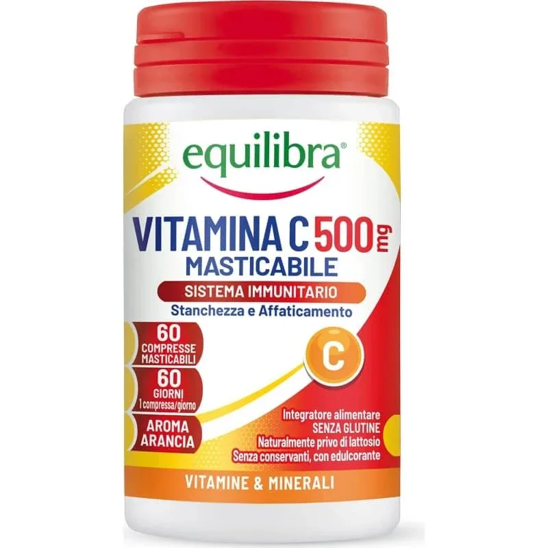 Equilibra vitamina C 500 – supliment alimentar pentru sistemul imunitar, 60 de comprimate cu aromă de portocală — preț și oferte