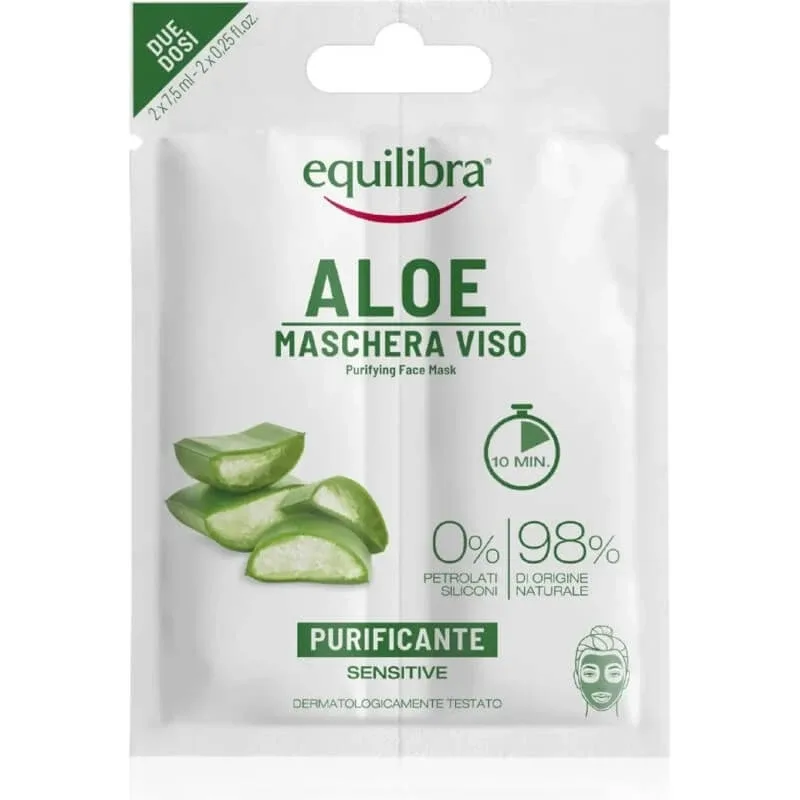 Equilibra aloe – mască facială purificatoare, două doze de câte 15 ml — preț și oferte