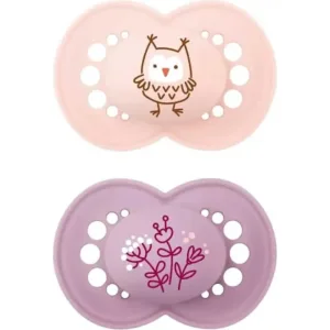Mam Original - 2 suzete cu tetină din silicon pentru copii de la 6 luni în sus, cu modele feminine asortate