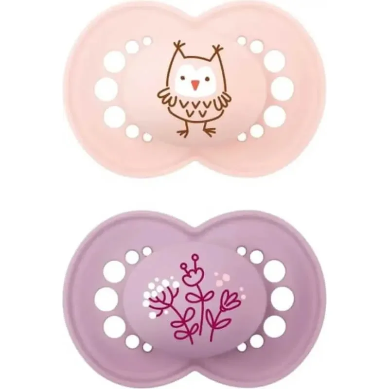 Mam Original - 2 suzete cu tetină din silicon pentru copii de la 6 luni în sus, cu modele feminine asortate — preț și oferte
