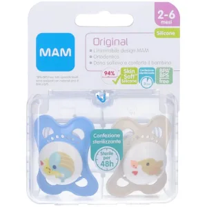 Mam Original - 2 suzete din silicon pentru băieți, vârsta 2-6 luni