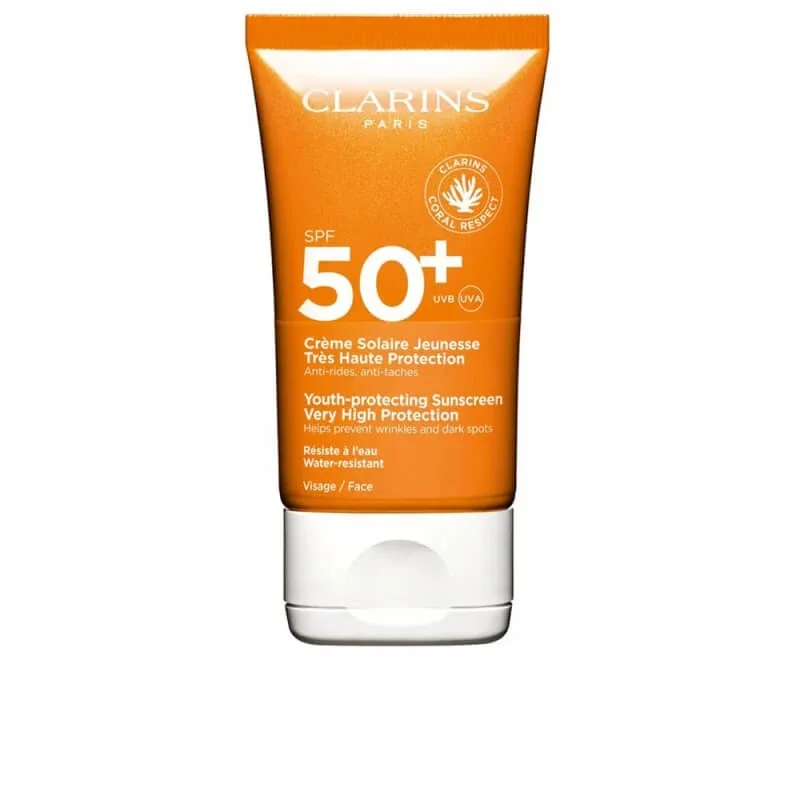 Clarins cremă de protecție solară pentru față SPF 50+, Jeunesse, protecție foarte ridicată, 50 ml — preț și oferte