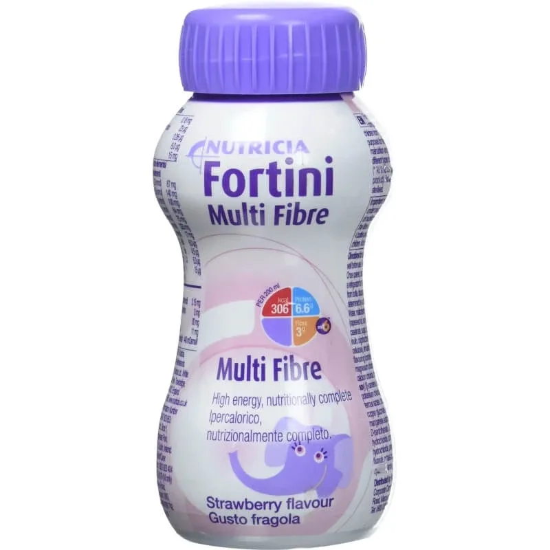 Nutricia Fortini multi fibre, supliment alimentar cu aromă de căpșuni, 200 ml — preț și oferte