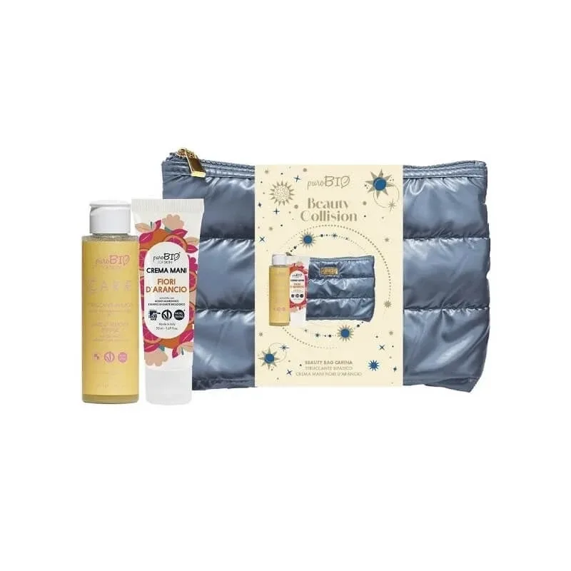 Puro Bio Beauty Collision – demachiant bifazic pentru față 100 ml + cremă de mâini cu flori de portocal 50 ml + trusă de cosmetice — preț și oferte
