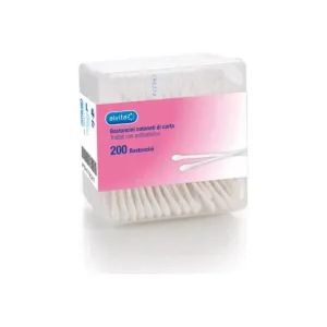 Alvita 200 bețișoare de hârtie cu vârf de bumbac