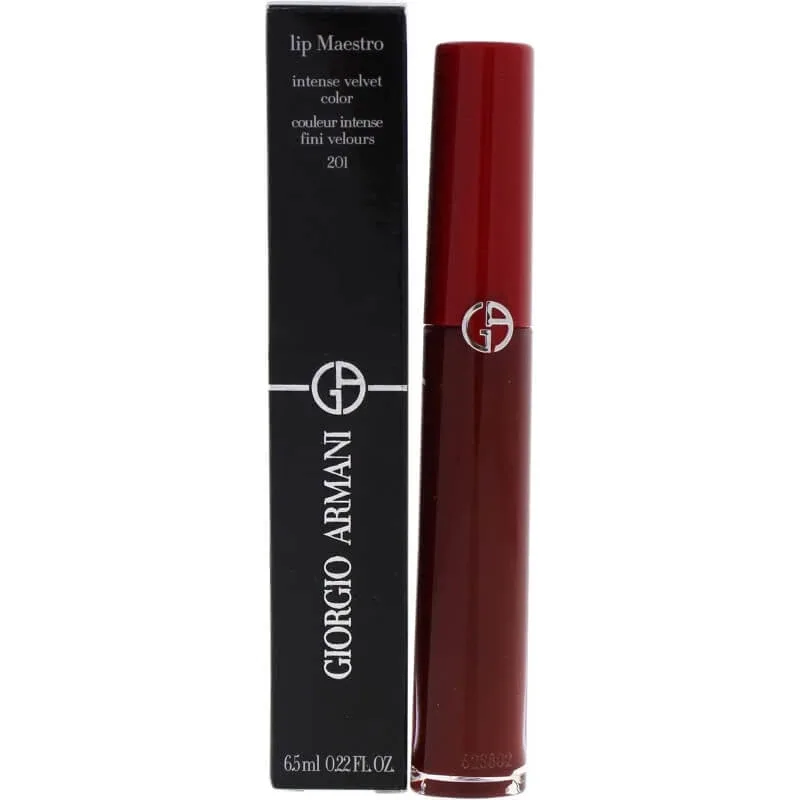 Giorgio Armani Lip Maestro – ruj lichid mat, cu finisaj catifelat, nr. 201 Dark Velvet — preț și oferte