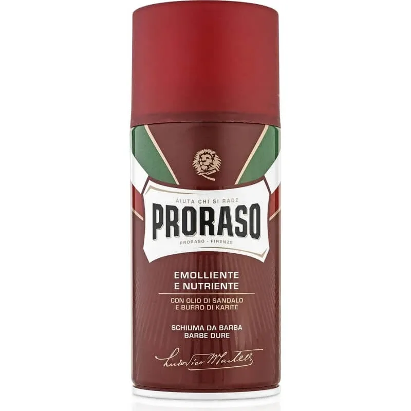 Proraso spumă de ras pentru barbă aspră, emolientă și hrănitoare, cu ulei de santal și unt de karité, 400 ml — preț și oferte
