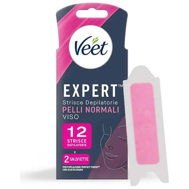 Veet Expert - 12 benzi de epilare pentru față, destinate tenului normal — preț și oferte