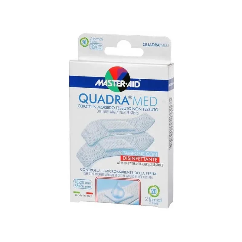 Master Aid – plasturi din material nețesut moale, forma pătrată, mărime medie – 20 de plasturi în 2 formate — preț și oferte