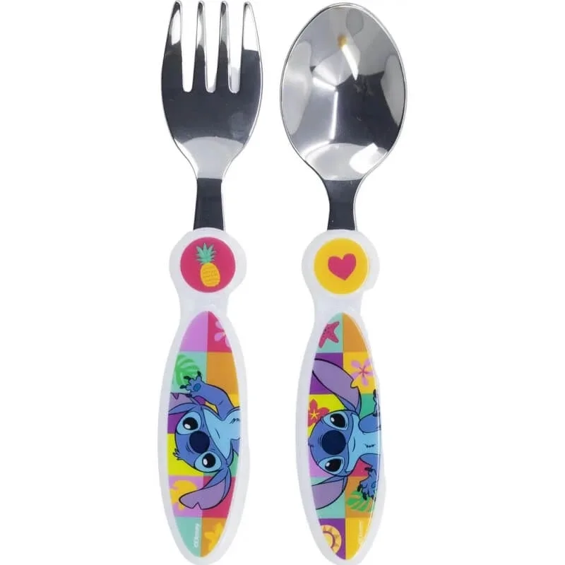 Set de 2 tacâmuri Stor din oțel, cu decorațiuni tip „stitch” — preț și oferte