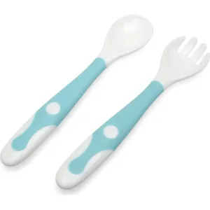 Kiokids Set de tacâmuri de călătorie pentru copii de la 4 luni în sus – culoare albastru deschis