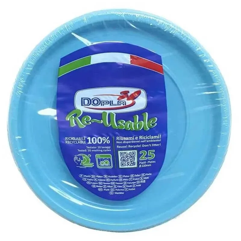 Set de 25 de farfurii plate reutilizabile - albastru deschis — preț și oferte