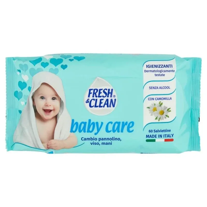 Îngrijire pentru bebeluși „Fresh &amp; clean” – 60 de șervețele umede pentru schimbarea scutecului — preț și oferte