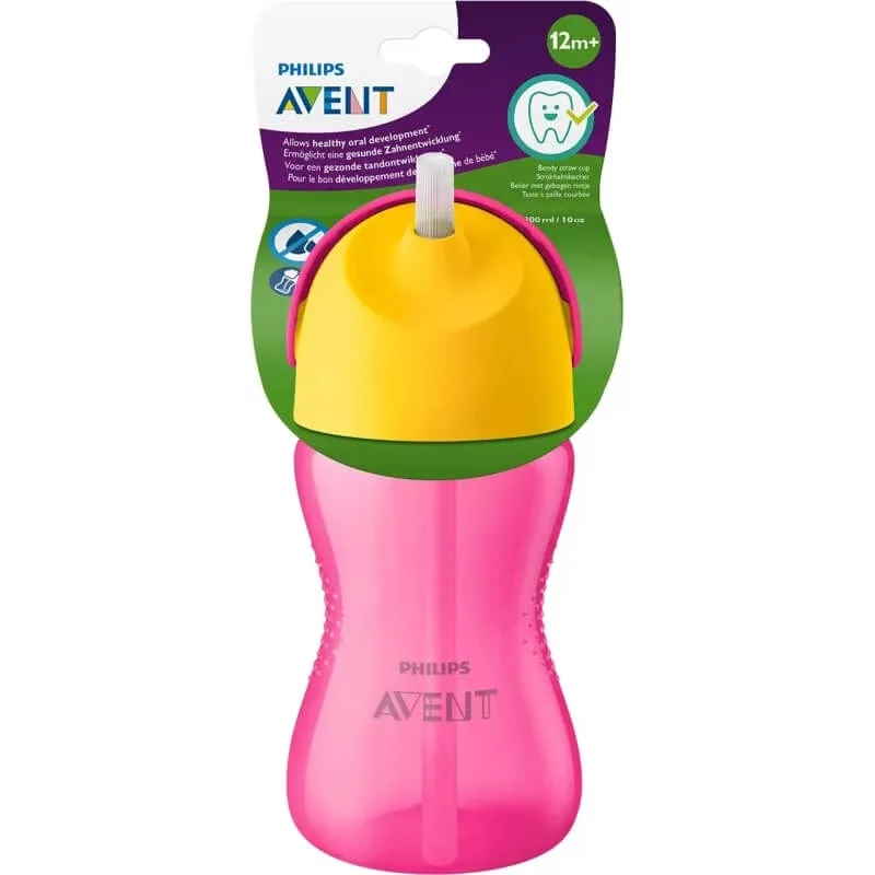 Avent cană cu pai, 300 ml, 12 luni+, roz — preț și oferte
