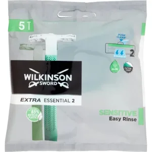 Wilkinson Extra Essential 2 – 5 aparate de ras de unică folosință cu două lame, pentru pielea sensibilă, cu aloe și sistem „easy rinse”